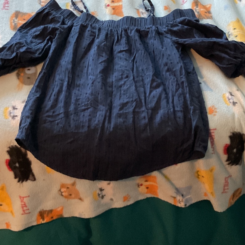 BCX Navy Elastic Waist Top